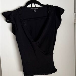 Elegant Black Lace Trim Blouse